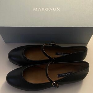 Margaux Elegant Black Strap Flats